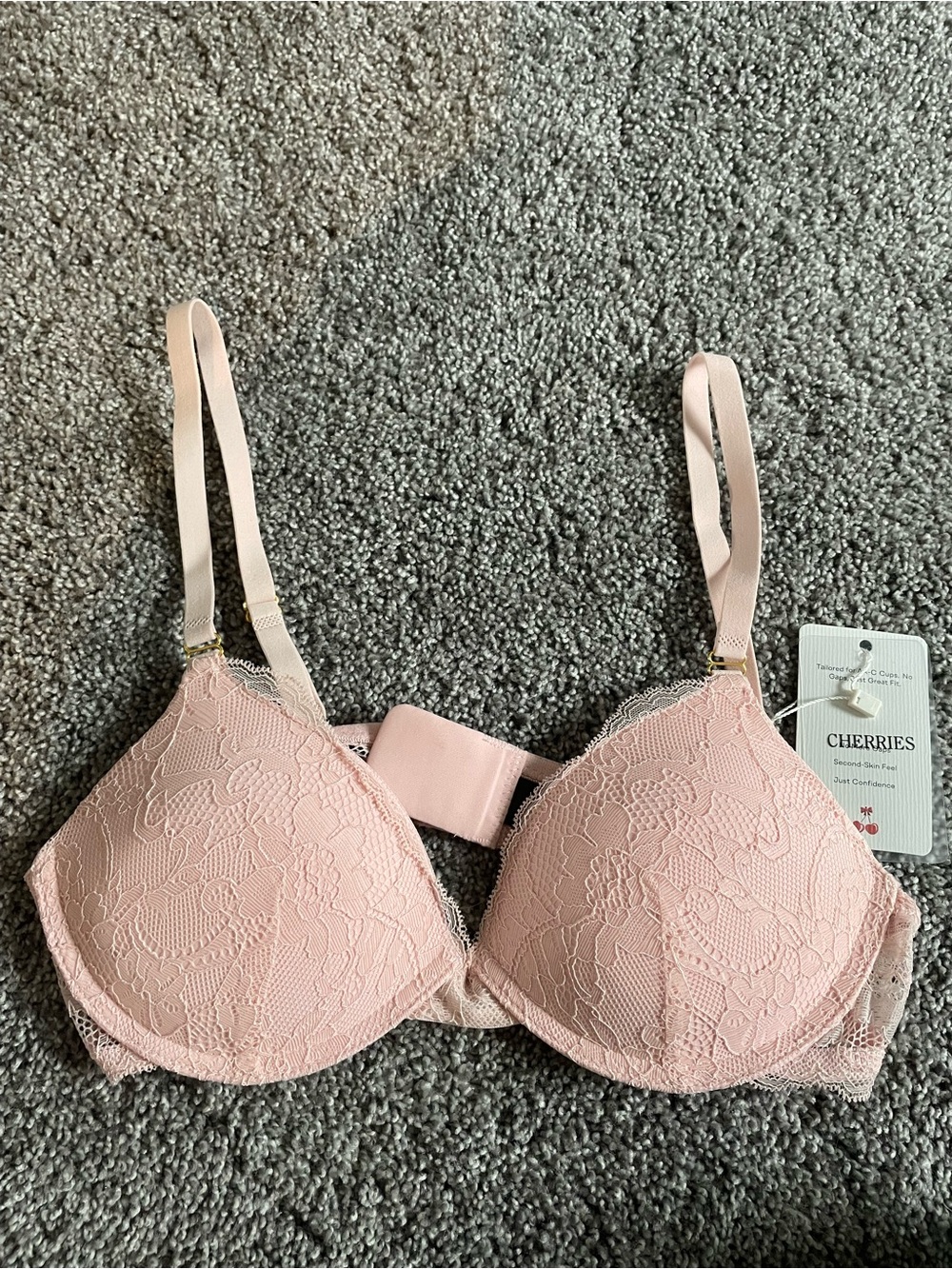 Floral Lace Padded Bra in Light Pink